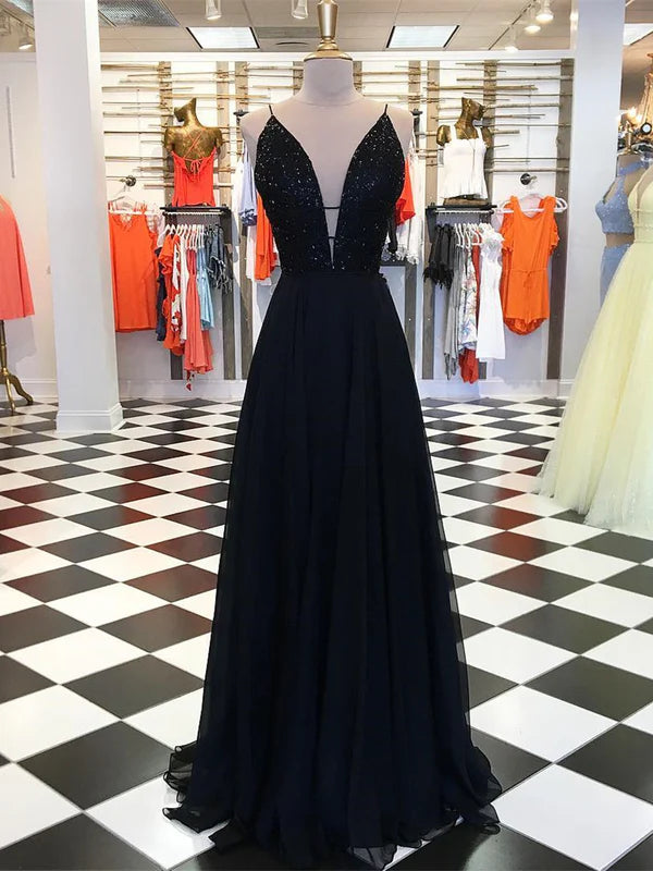 Luolandi Graceful Tulle Spaghetti Straps Beaded A-line Prom Dresses Sexy Evening Dress Party Dress